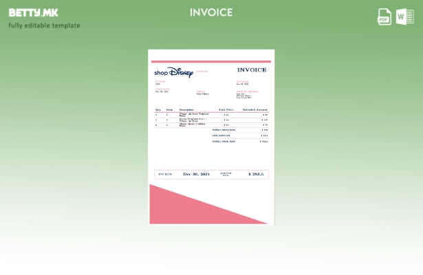 Шаблон за фактура на Дизни во модерен стил