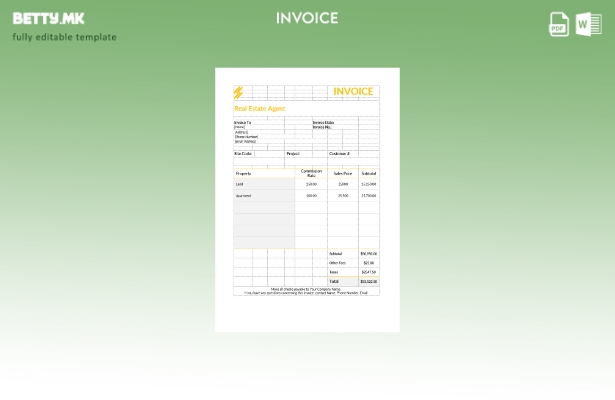 Шаблон за фактура на агентот за недвижности во модерен стил
