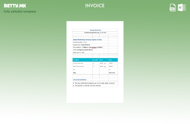 Шаблон за фактура на агенција за дигитален маркетинг компанија во модерен стил