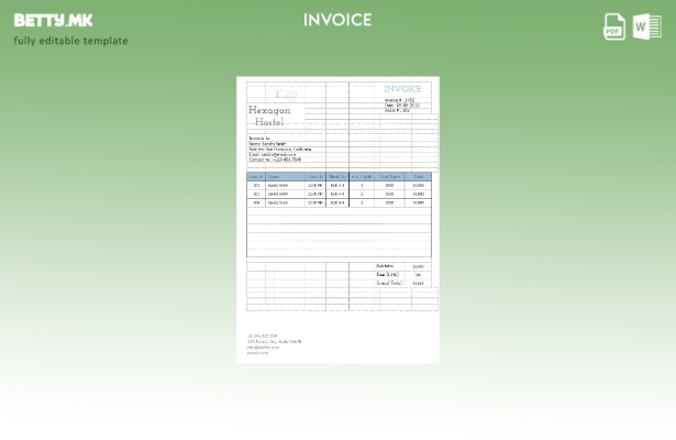 Шаблон за фактура на хостел во модерен стил
