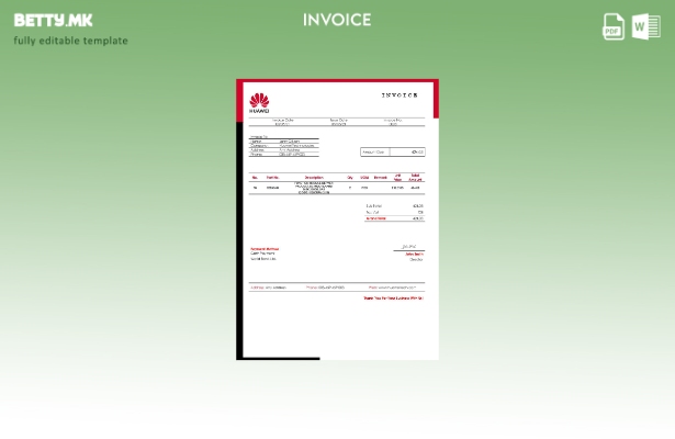 Шаблон за фактура на Huawei во модерен стил на САД