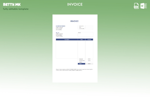 Шаблон за формат на бесплатна фактура во модерен стил
