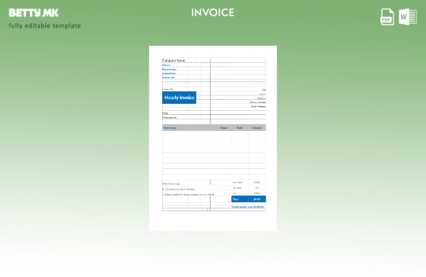 Шаблон за часовна фактура во модерен стил