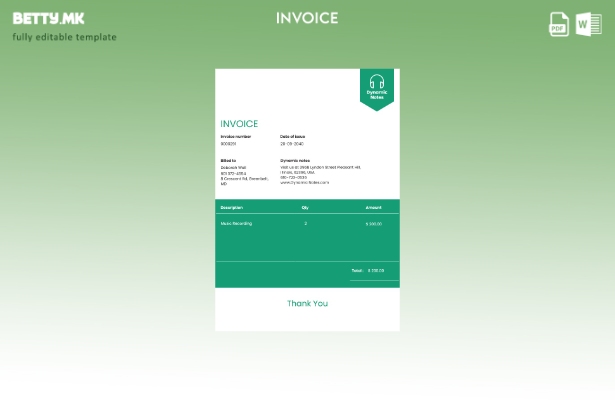 Шаблон фактура за производство на музика во модерен стил