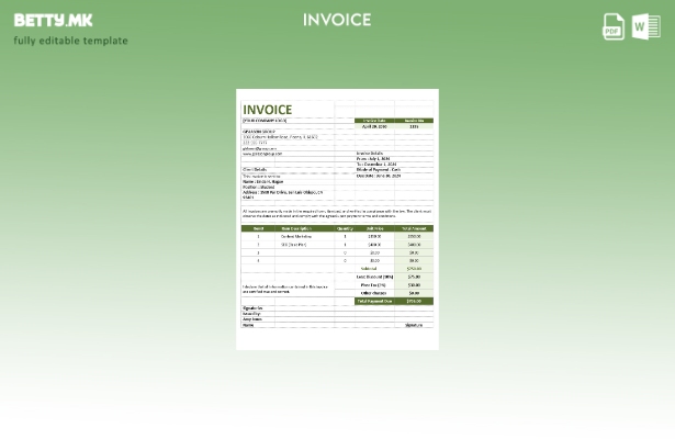 едноставен шаблон за агенциска фактура во модерен стил