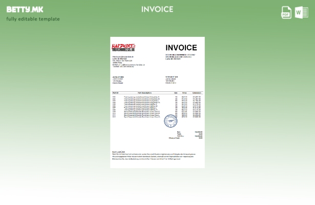 модерен стил Германија Хардкор фактура за стока J. C. doc шаблон