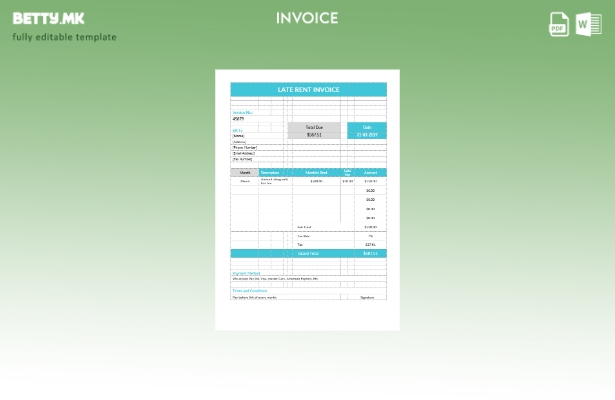 модерен стил Шаблон за доцна фактура за изнајмување