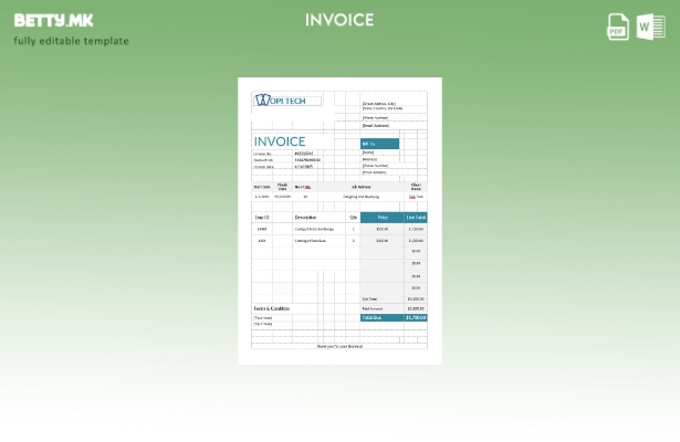 модерен стил Шаблон за фактура за работа