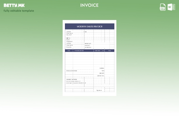 модерен стил модерен шаблон за продажна фактура