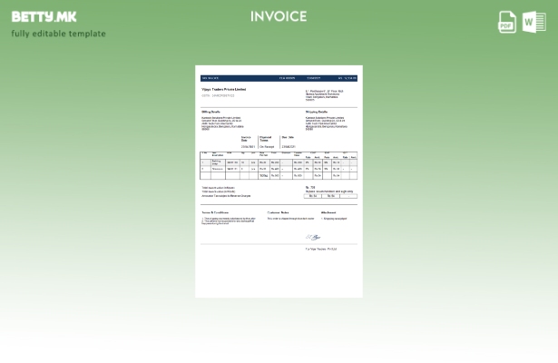 модерен стил India Vijaya Traders Private Limited Шаблон за фактура на компанија