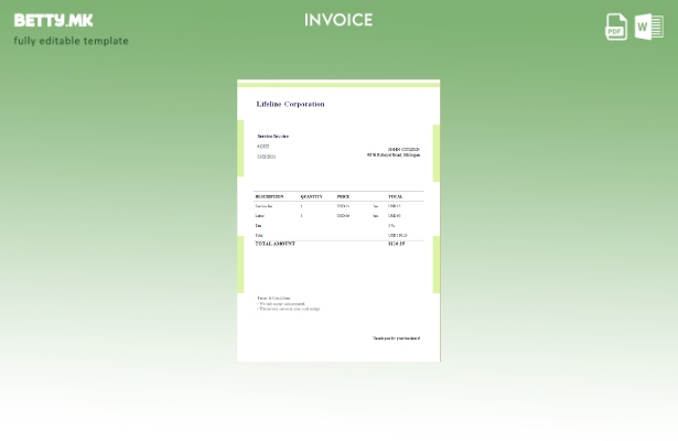 фактура на корпорацијата USA Lifeline во модерен стил, шаблон за верзија