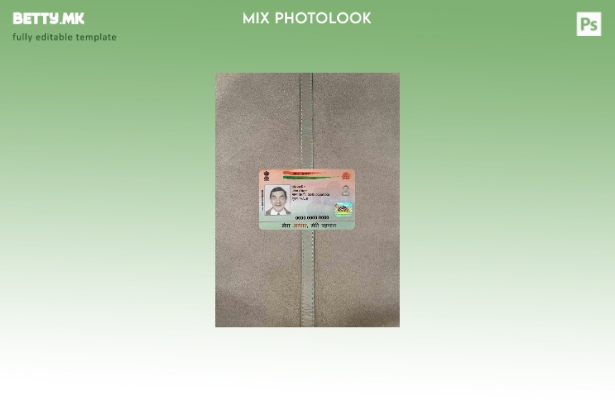 модерен стил Индија Aadhaar ПВЦ картичка photolook ПРЕДЕН шаблон