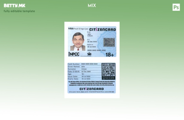 Модерен стил Обединетото Кралство шаблон за граѓанска картичка за доказ за возра