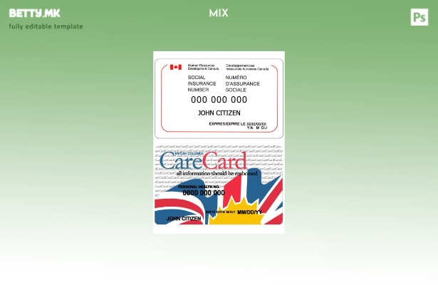 Модерен стил Шаблон за картичка за број на социјално осигурување во Канада (SIN)