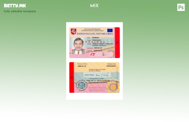 Модерен стил Шаблон за картичка за сертификат за акредитација на Литванија