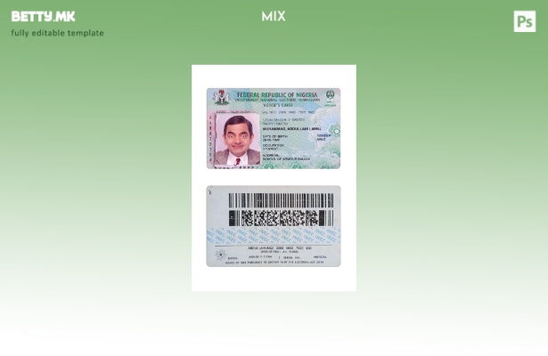 Модерен стил Шаблон за лична карта на гласачот Нигерија