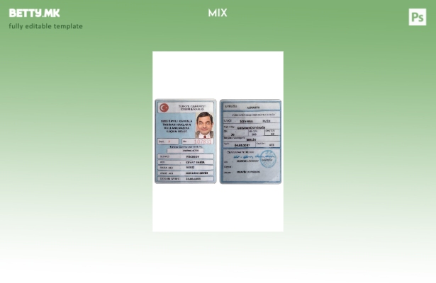 Модерен стил Шаблон за лична карта на турското Министерство за внатрешни работи