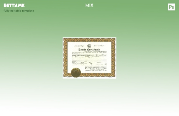 Модерен стил Шаблон за потврда за смрт на комисијата за округот Рандолф во САД