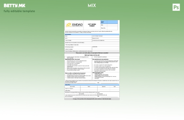 Модерен стил Шаблон за работна дозвола за инфраструктурна енергија Емдад