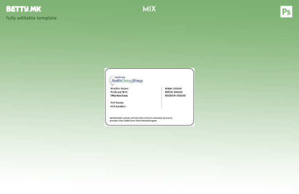 Модерен стил на САД Илиноис HealthChoice шаблон медицинска лична карта