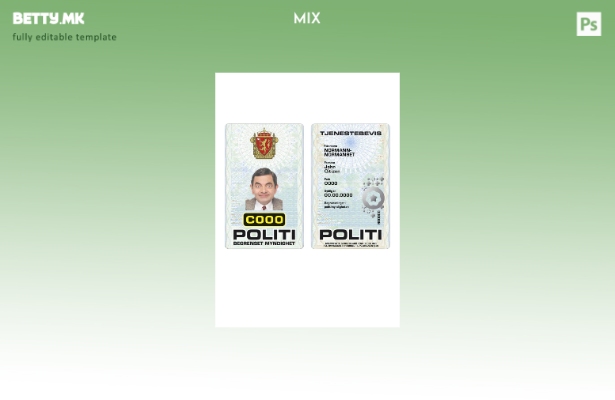 Модерен стил шаблон за норвешка полициска лична карта