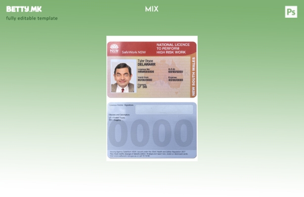 Модерен стил, шаблон за национална лиценца за Австралија Нов Јужен Велс