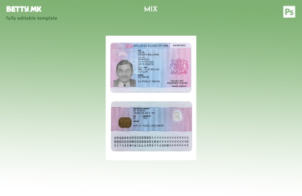 Шаблон за картичка за регистрација на апликација во Обединетото Кралство во моде