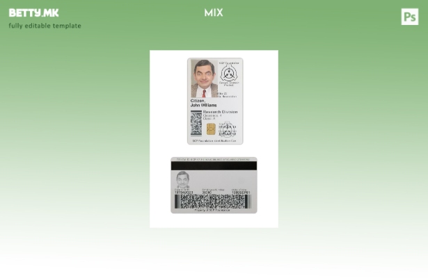 Шаблон за лична карта во модерен стил на САД SCP