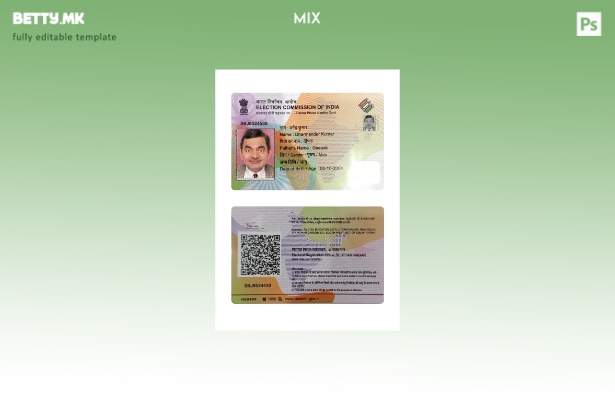 Шаблон за лична карта за избор со фотографија во модерен стил на Индија (доказ з