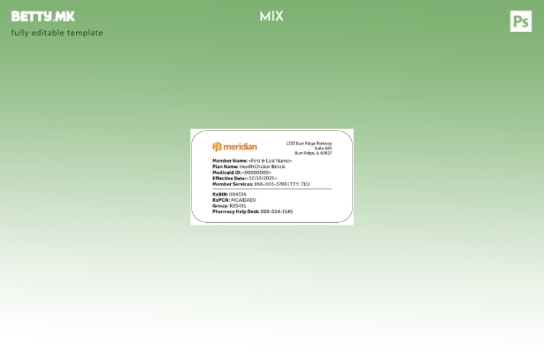 Шаблон за медицинска картичка во модерен стил САД Илиноис HealthChoice