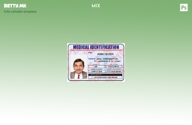Шаблон за медицинска лична карта во модерен стил на САД