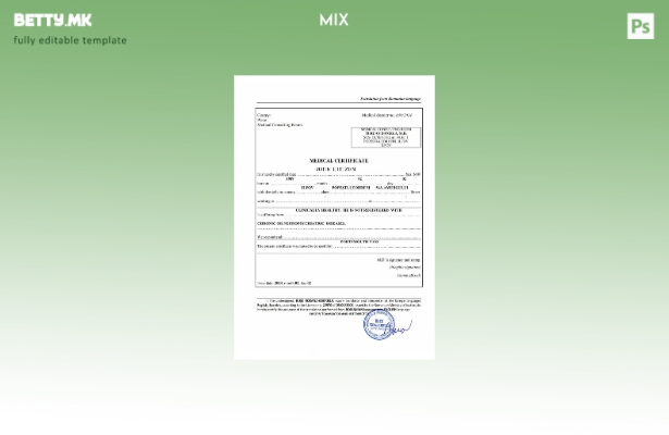 Шаблон за медицински сертификат во модерен стил Романија