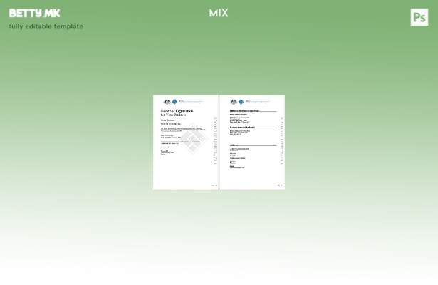 Шаблон за регистрација на бизнис во модерен стил Aust (ASIC).