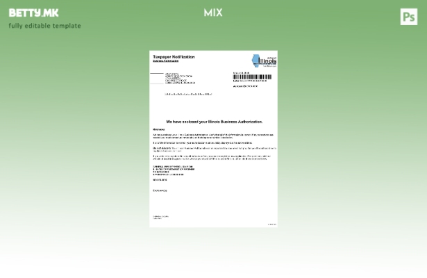 модерен стил САД Илиноис Деловно овластување, Шаблон за сертификат за регистраци