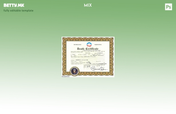 модерен стил САД Шаблон за потврда за смрт во Белата куќа