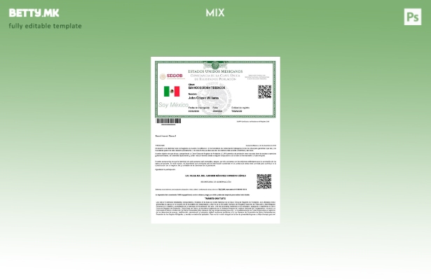 модерен стил Mexico Registro de Poblacion de Mexico (CURP број) Шаблон PSD, шабл