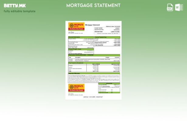 Извод за хипотека на Народната банка на Шри Ланка во модерен стил во шаблон за ф