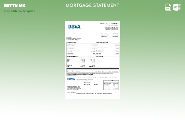 Извод за хипотека од банка во модерен стил на САД BBVA во шаблон за формати Word