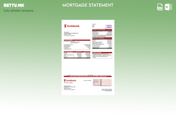 Модерен стил Јамајка Scotiabank извод за хипотека Шаблон за Word и PDF