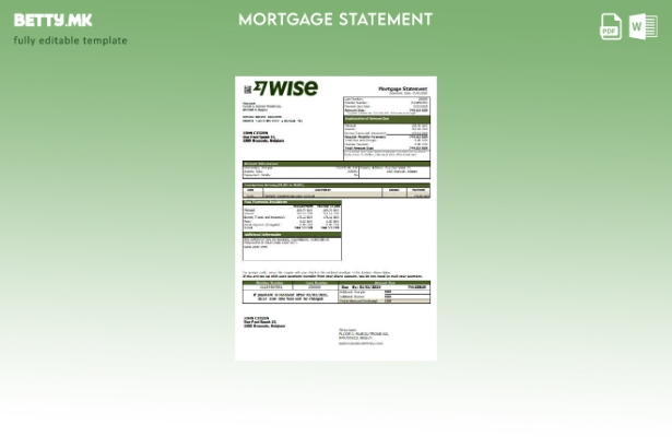 Модерен стил Белгија Wise шаблон за извод за хипотека на банка