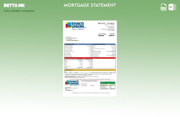 Модерен стил Боливија Банко Унија за банкарски извод за хипотека