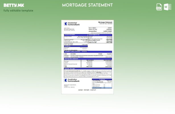 Модерен стил Германија Graubuendner Kantonalbank шаблон за извод на банкарска хи