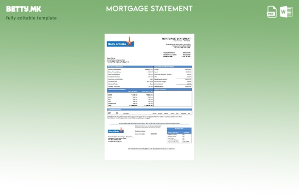 Модерен стил Извештај за хипотека на Индија Банка на Индија Шаблон за шаблон за