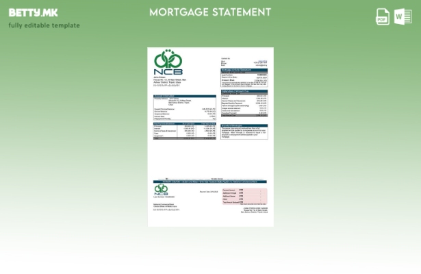 Модерен стил Извод за хипотека на Либија Национална трговска банка Шаблон за Wor