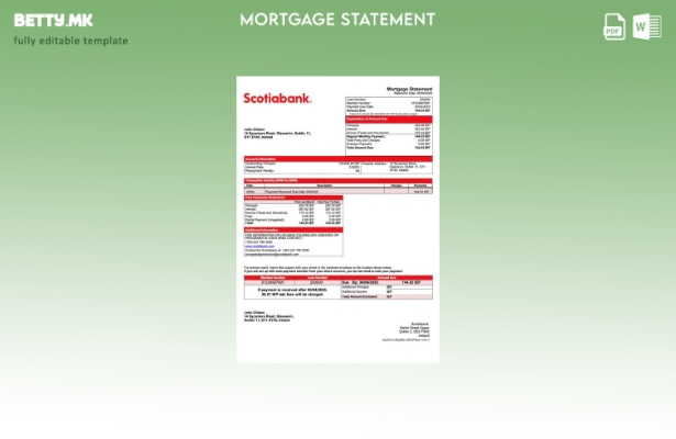 Модерен стил Извод за хипотека на Ireland Scotiabank Шаблон за Word и PDF