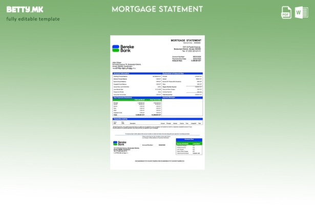 Модерен стил Казахстан Bereke Bank Казахстан извод за хипотека Шаблон за Word и