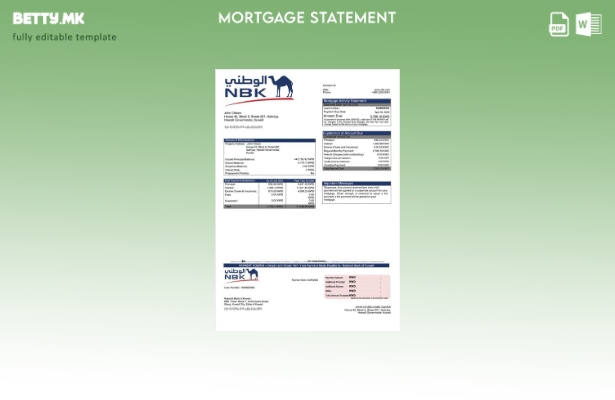 Модерен стил Кувајт Национална банка на Кувајт за хипотека шаблон за Word и PDF