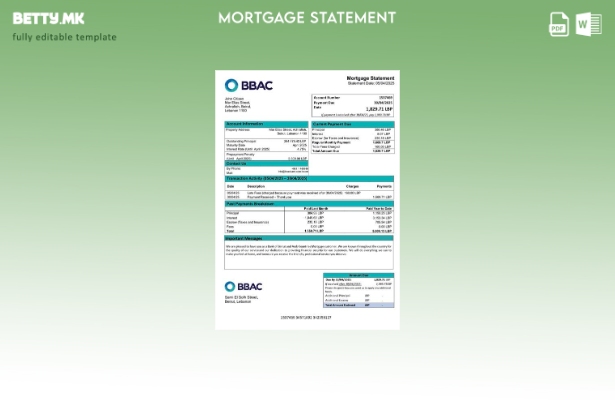 Модерен стил Либан Банка на Бејрут и арапски земји (BBAC) шаблон за шаблон Word