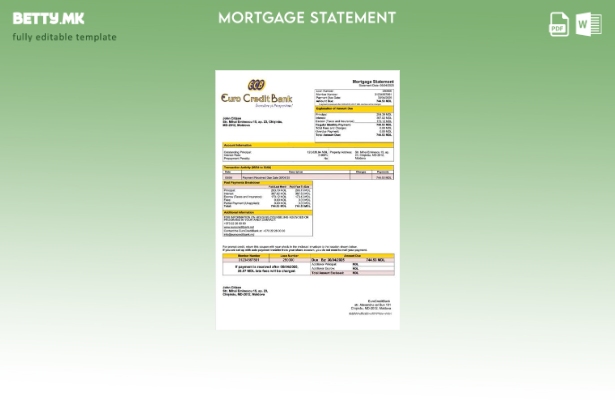 Модерен стил Молдавија EuroCreditBank хипотека шаблон Word и PDF шаблон