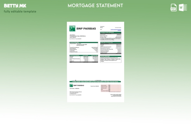 Модерен стил Монако БНП Парибас Извод за хипотека на приватна банка Монако Шабло